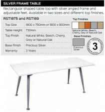 Silver Frame Table Range And Specifications
